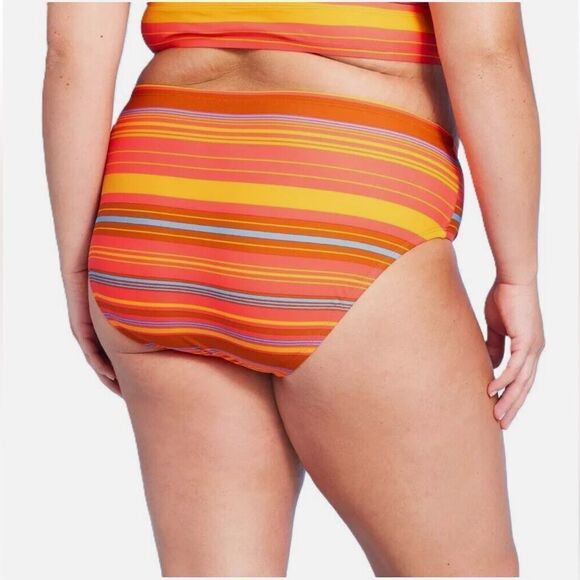 NWT Wild Fable Size 3X Orange Striped Multicolored Bikini Swim Bottom Hipster - Picture 4 of 7